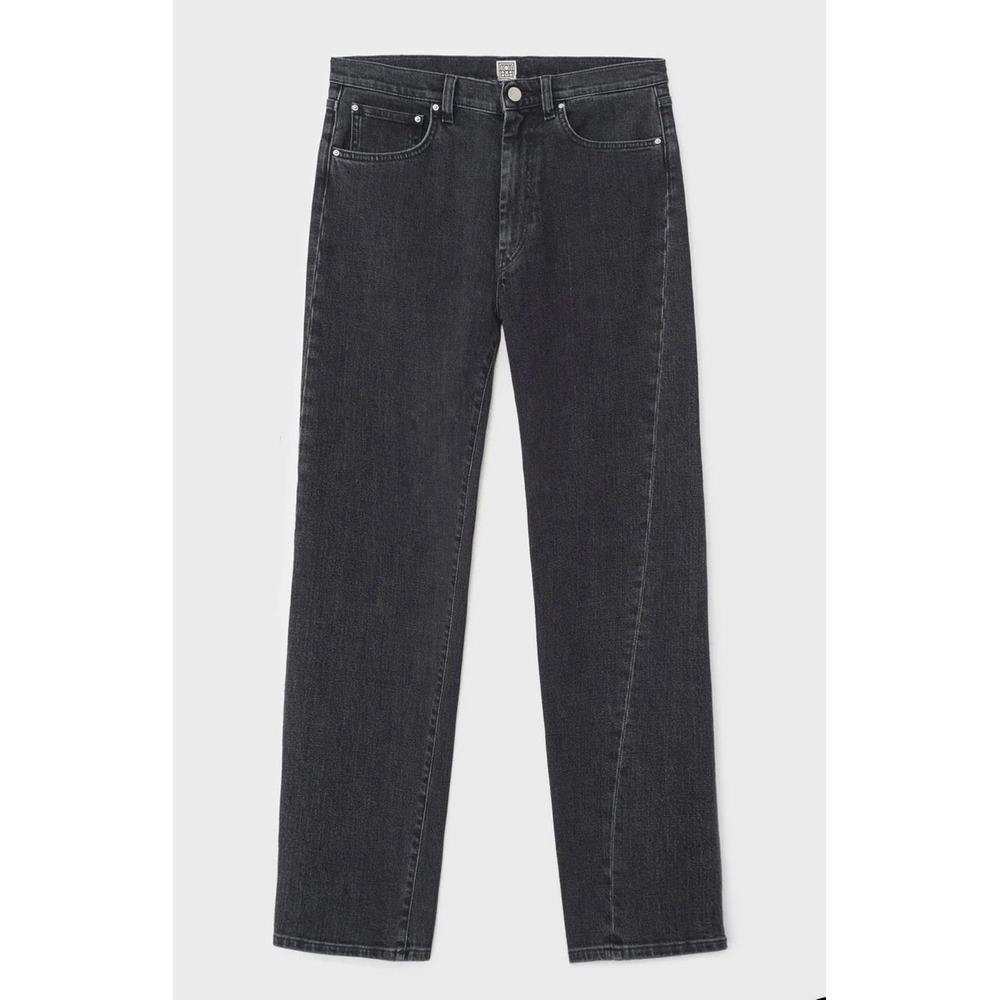 TOTEME Black Cotton TWISTED SEAM Denim 5-Pocket Cropped Straight Leg Jeans 30/32